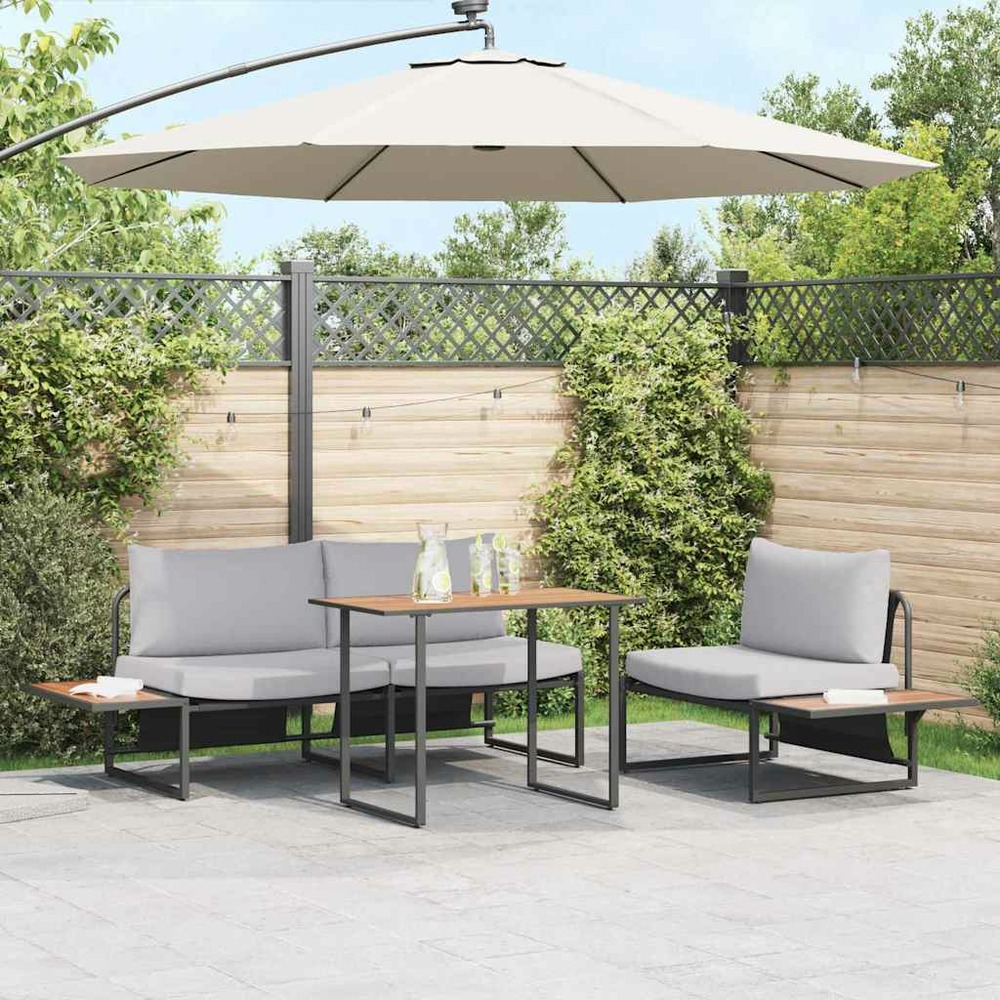 Ensemble de salle à manger pour jardin 3 pcs gris clair acier