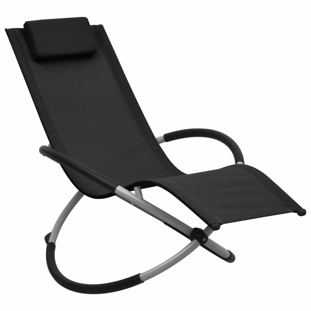 Transat chaise longue bain de soleil lit de jardin terrasse meuble d'extérieur pour enfants acier noir