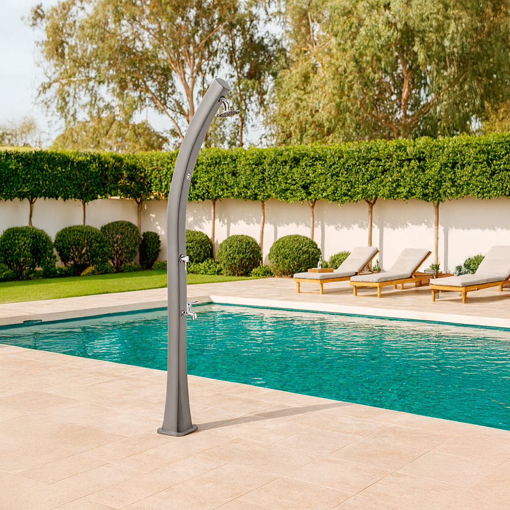 Douche solaire 25l 226cm pehd anticalcaire laiton robinet pied