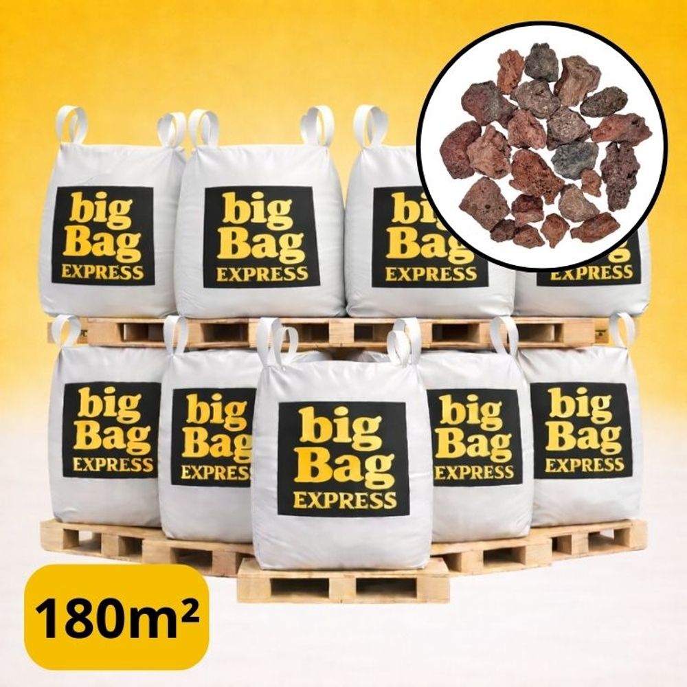 Pack 9 x big bag de 1m³ (+/- 180m²) gravier pouzzolane rouge / noir ø 15/25 mm - livraison standard