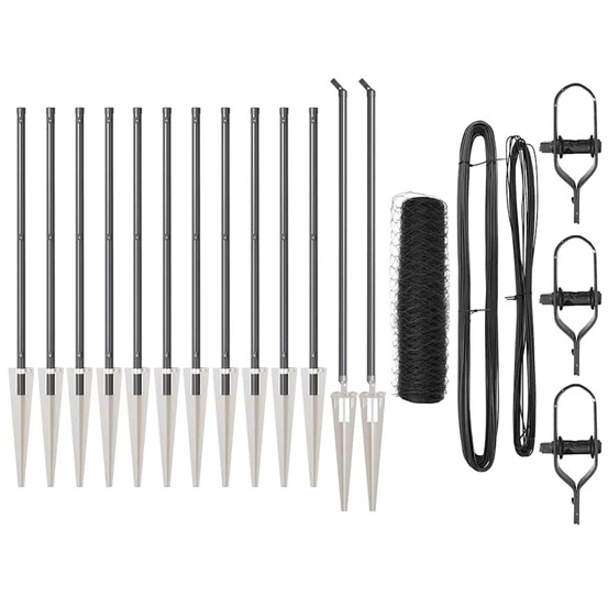 Clôture avec poteaux gris 0.4 x 25 m acier recouvert de pvc