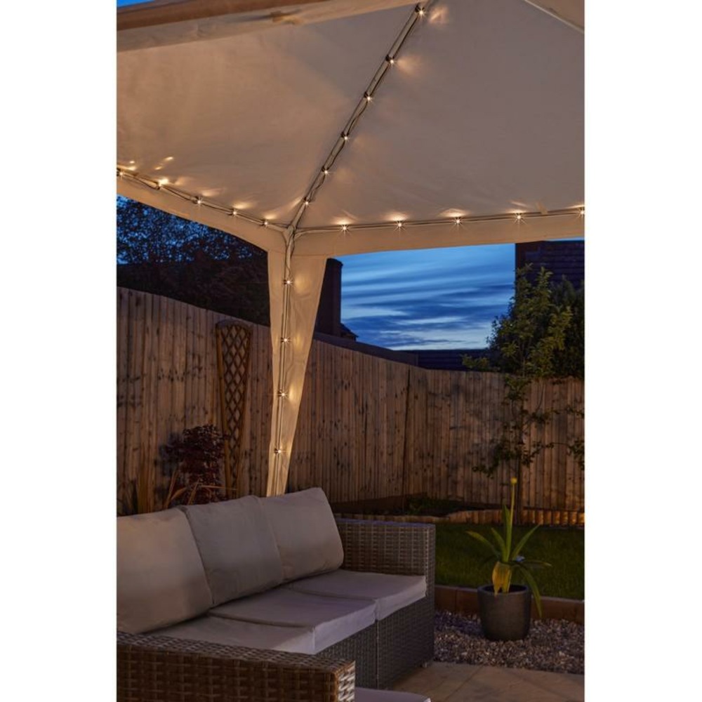 Guirlande solaire tonelle gazebo 144 leds blanc chaud