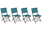 Lot de 4 chaises de jardin en aluminium pliables bleu canard essentia