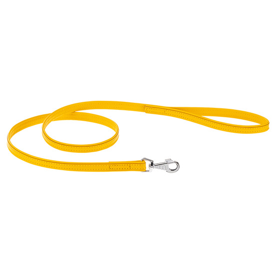 Laisse pour chiens vogue g15/120, cuir véritable, mousqueton en métal, jaune
