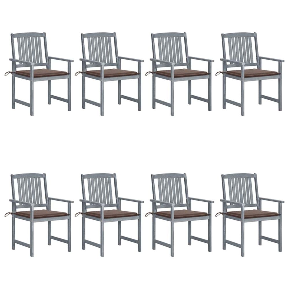 Chaises de jardin et coussins lot de 8 bois acacia solide gris