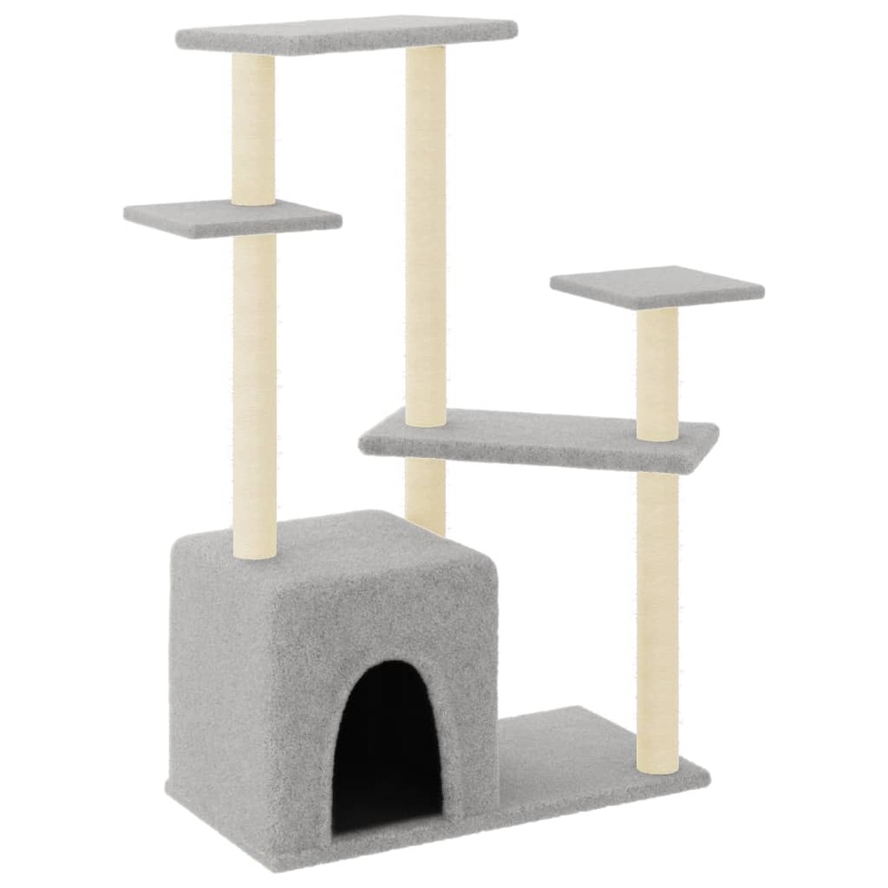 Arbre à chat meuble tour grimper jouet grattage grattoir escalade plateforme avec griffoirs en sisal clair 107,5 cm gris 02_0
