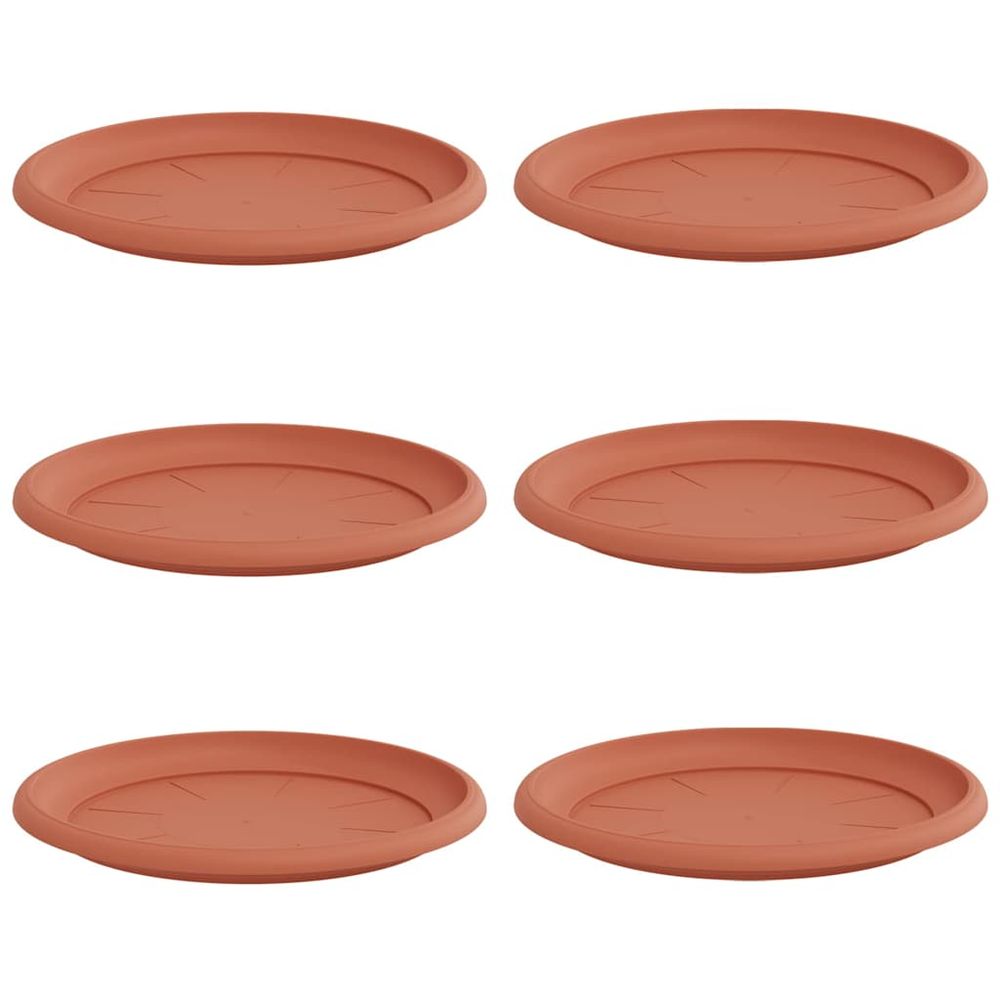 Plateau à fleurs rond 6 pc rouge brique ø 27 x 2,5 cm plastique