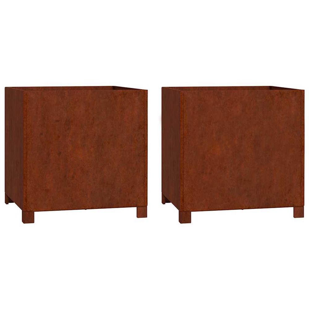 Jardinières avec pieds 2 pcs rouillé 50x50x50 cm acier corten