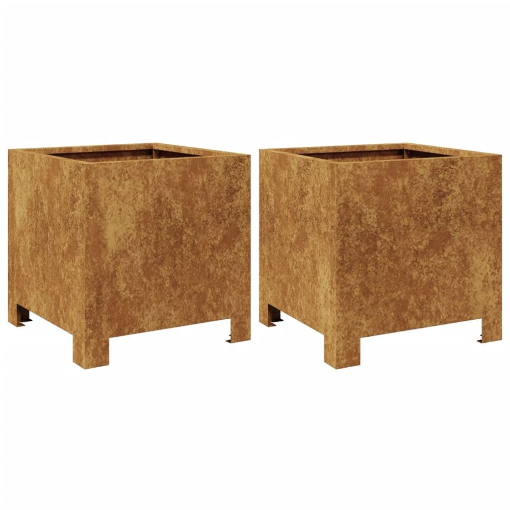 Jardinière d'extérieurs 2 pcs 30x30x30 cm acier résistant aux intempéries