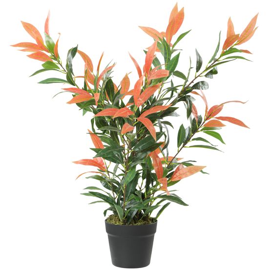 Plante artificielle photinia plastique pot intérieur bureau branches flexibles 90cm rouge vert