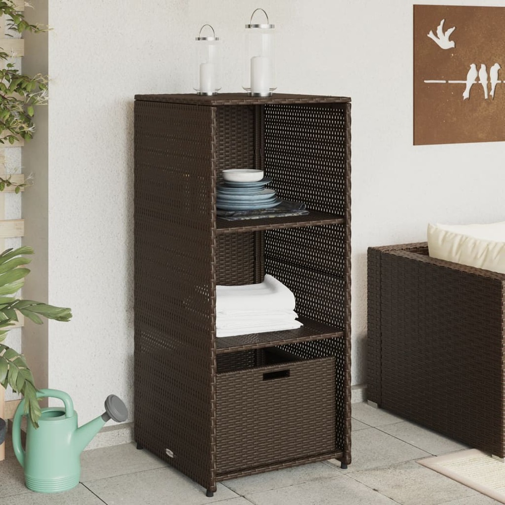 Armoire de rangement jardin marron 50x55x115 cm résine tressée