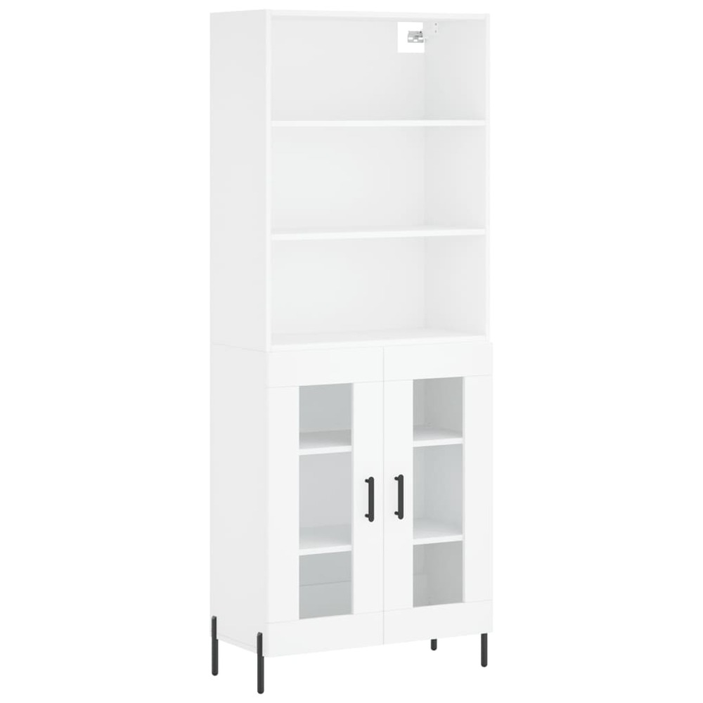 Buffet bahut commode armoire meuble de rangement organisateur cuisine salle de séjour salon haut 69,5 x 34 x 180 cm bois d'in