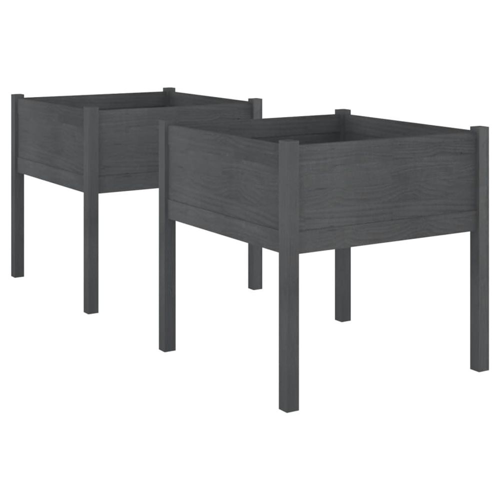 Jardinière d'extérieurs 2 pcs gris 70x70x70 cm bois de pin massif