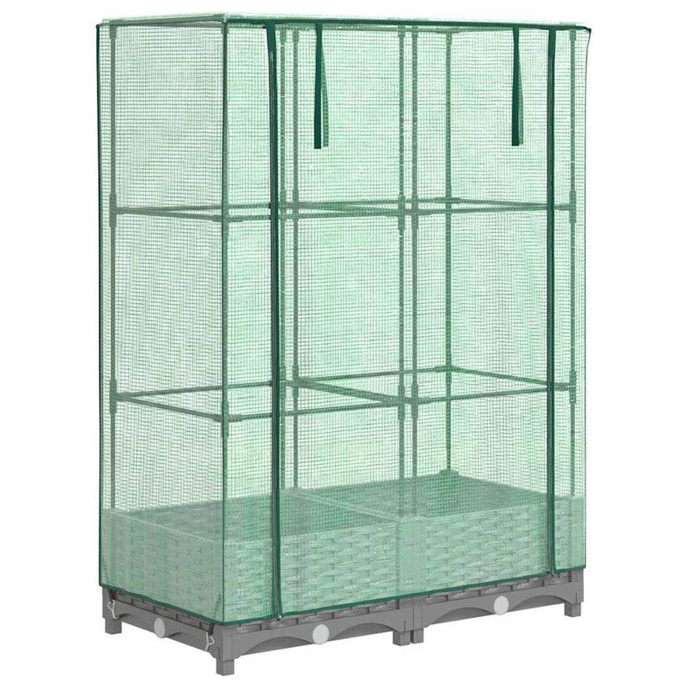 Jardinière d'extérieur surélevée avec housse aspect rotin 80x40x123 cm