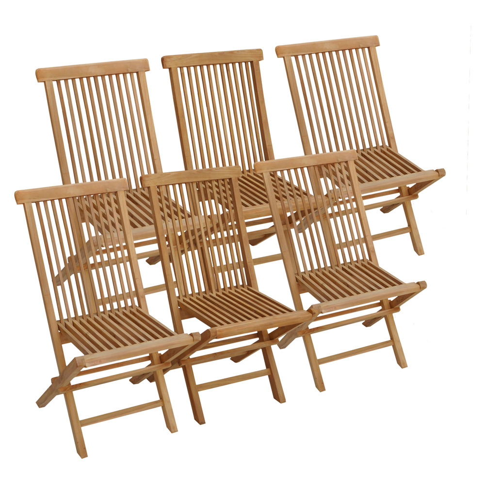 Lot de 6 chaises de jardin en teck lombok