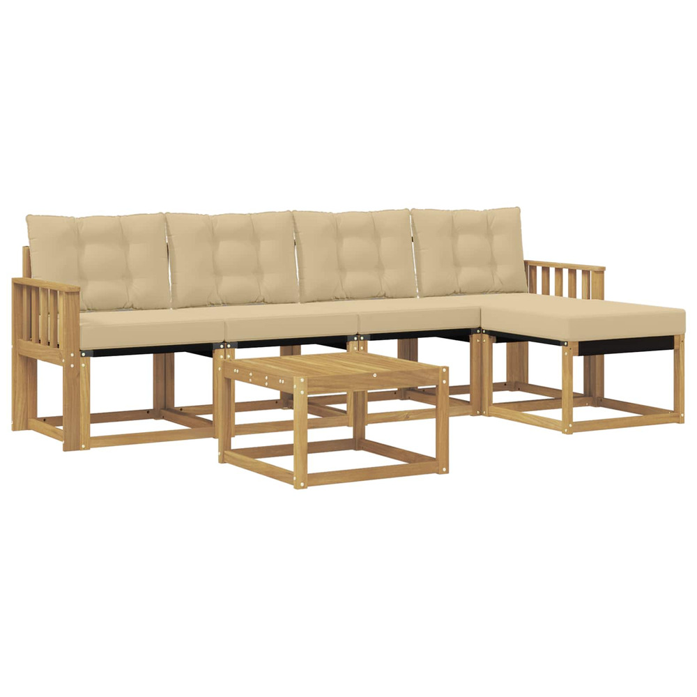 Ensemble de canapés d'extérieur 6 pcs blanc et beige