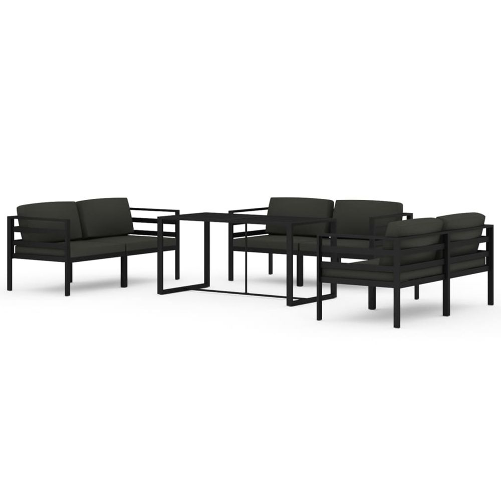 Salon de jardin 7 pcs avec coussins aluminium anthracite