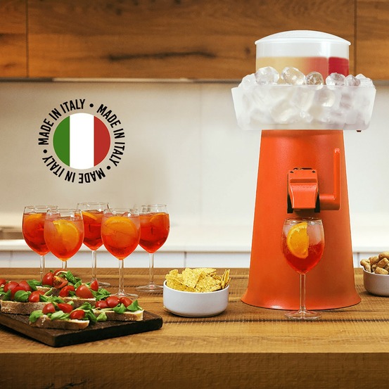 Kit complet orange en plastique avec machine 12 verres 6 boîtes et sac robuste