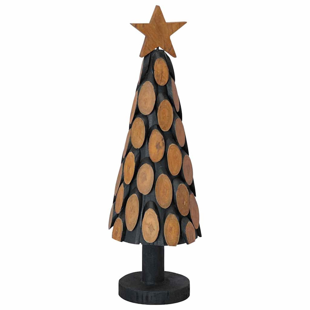 Sapin de noël avec support marron 60 cm bois de teck solide