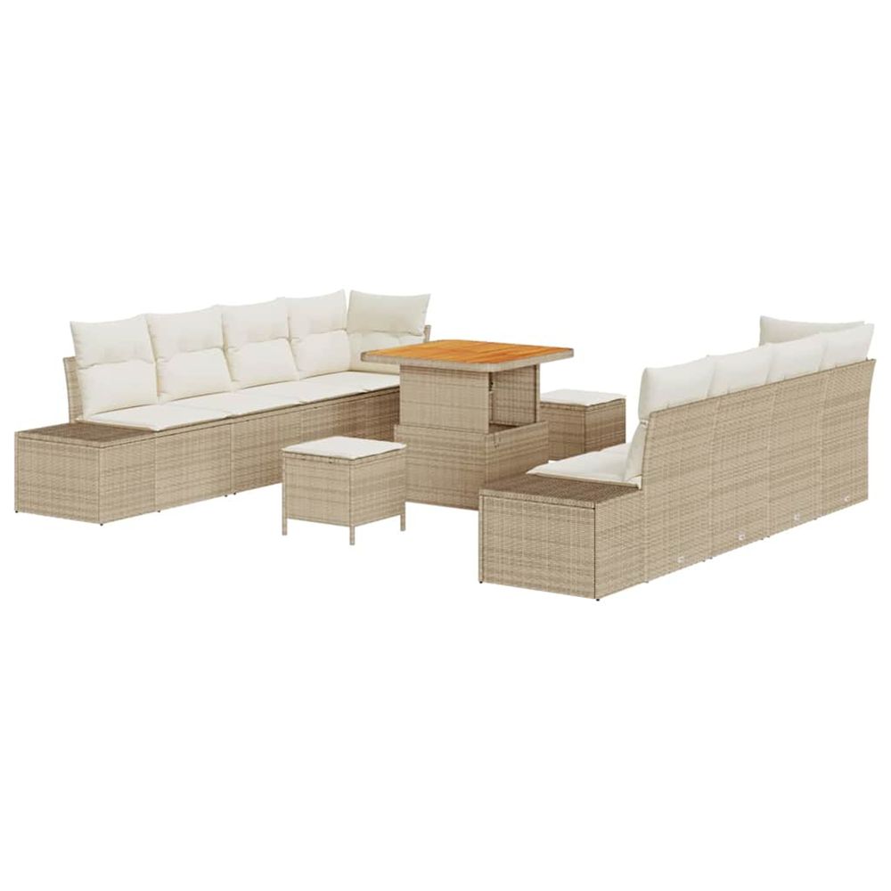 Ensemble de canapé de jardin beige poly rotin