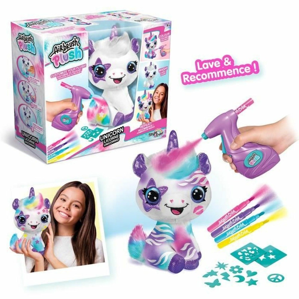 Peluche à personnaliser licorne - airbrush électrique avec pochoirs et feutres