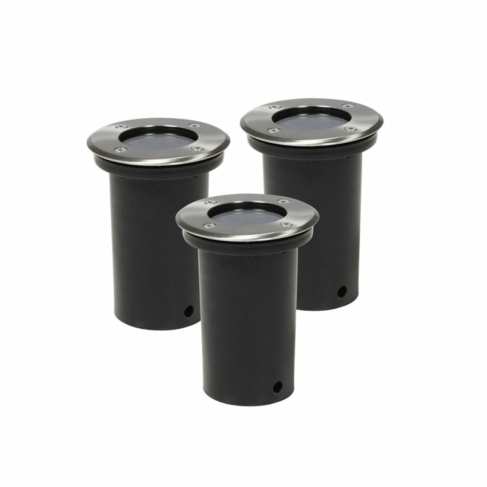 Set de 3 spot extérieur encastrable rond luminaire décoration acier inoxydable
