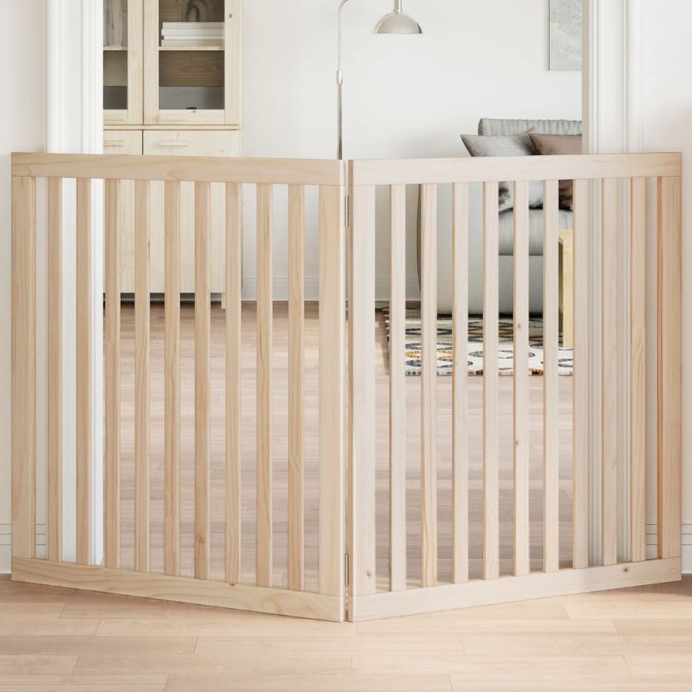 Barrière sécurité chien haute en bois pliable 160cm brun