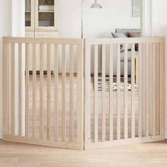 Barrière sécurité chien haute en bois pliable 160cm brun