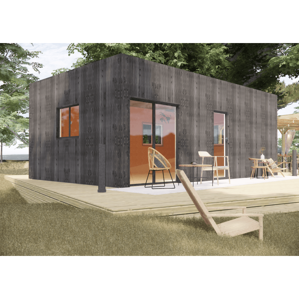 Studio de jardin bien isolé en bois 7,7 x 4,6 x 3,2 m / isolation re2020 / menuiseries alu k-line