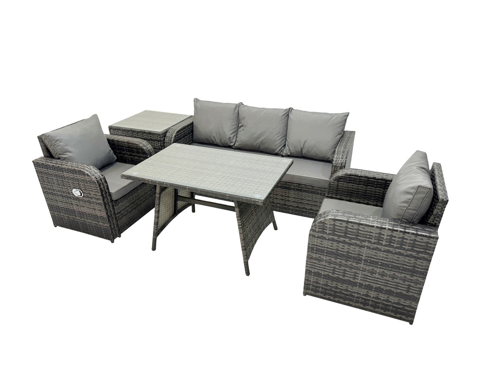 Ensemble de meubles de jardin avec table à manger rectangulaire chaise inclinable canapé 3 places table d'appoint