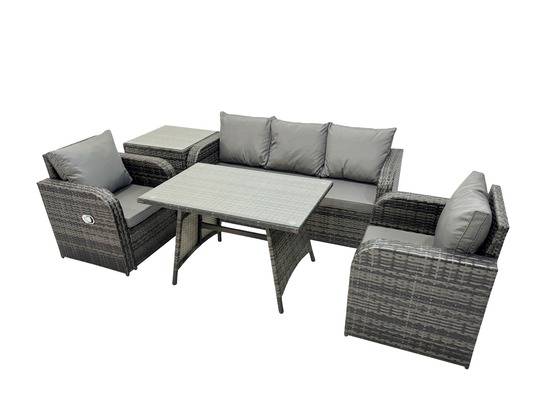 Ensemble de meubles de jardin avec table à manger rectangulaire chaise inclinable canapé 3 places table d'appoint