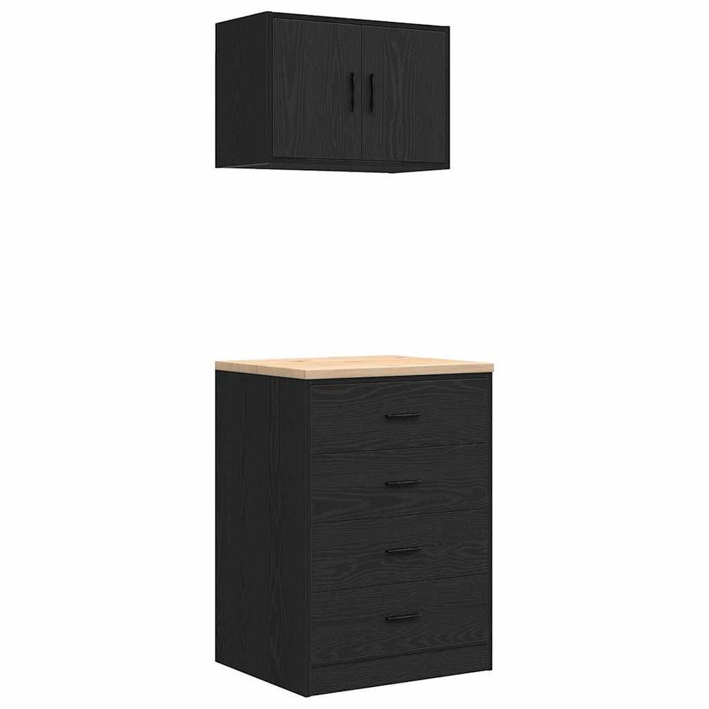 Armoires de garage 2 pcs noir bois d'ingénierie