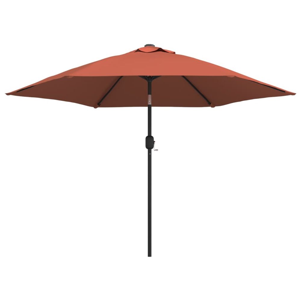 Parasol de jardin avec lumières led et mât en acier terre cuite
