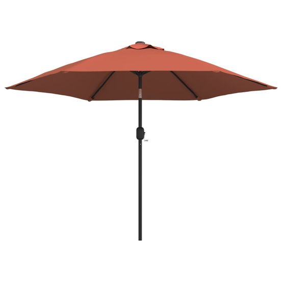Parasol de jardin avec lumières led et mât en acier terre cuite