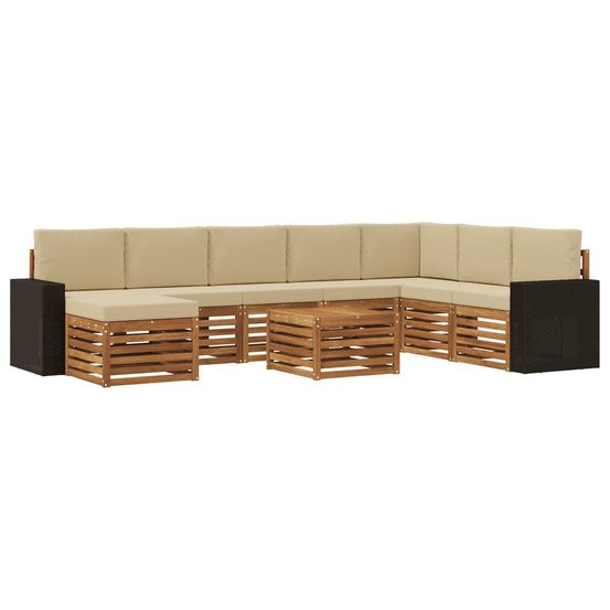 Ensemble de canapés d'extérieur 9 pc naturel et beige