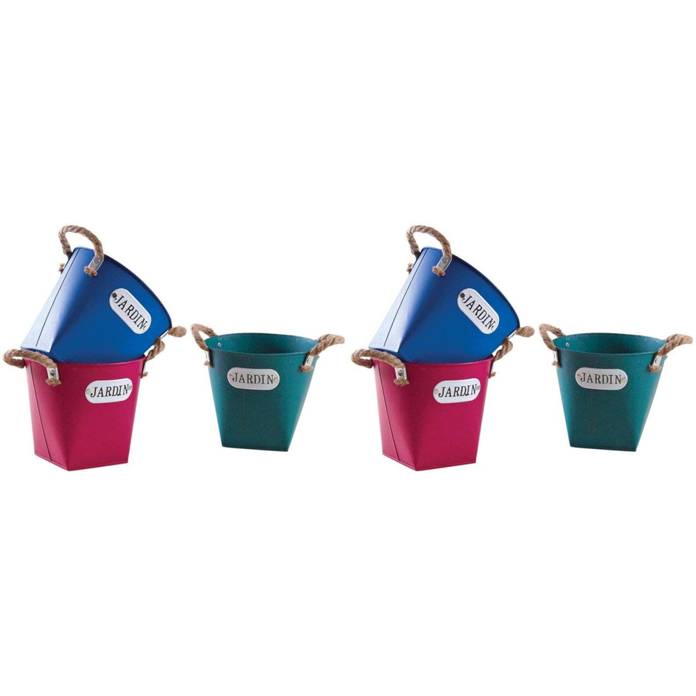 Cache pot en métal coloré 19 cm jardin lot de 6