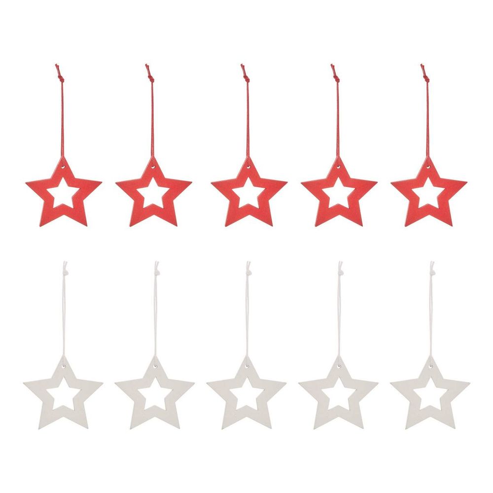 Lot de 10 suspensions de sapin en bois rouge et blanc 5 cm