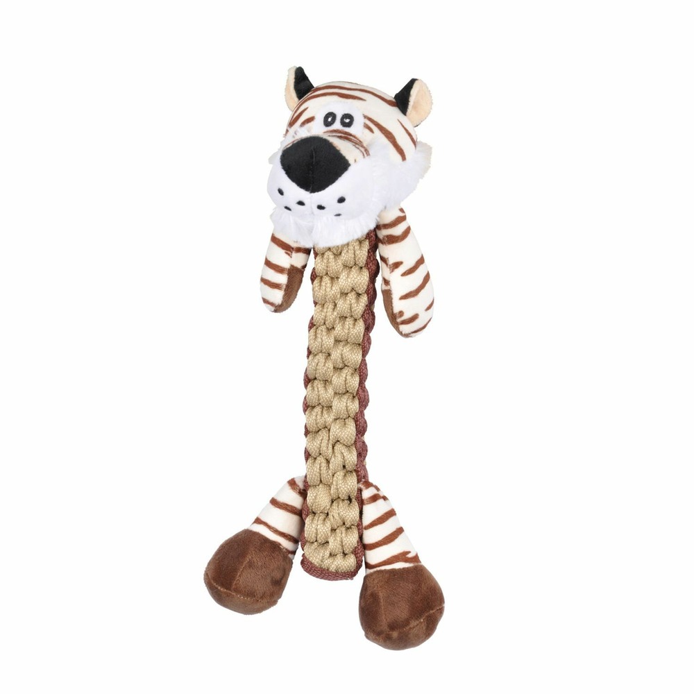 Peluche tigre avec corde pour chien - marron