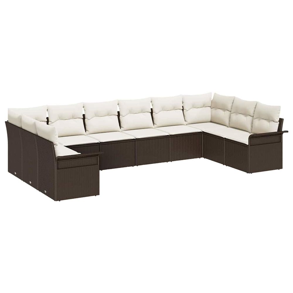 Ensemble de canapé de jardin 10 pc marron polyrotin