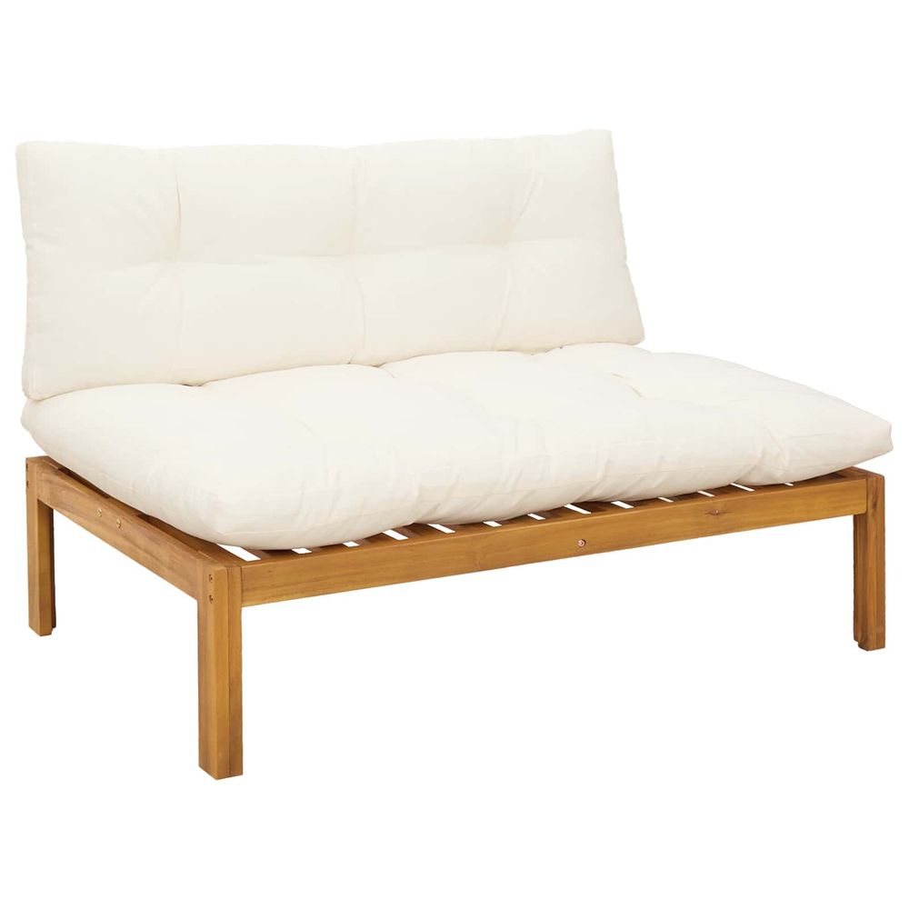 Sofa de jardin milieu blanc naturel et crème bois d'acacia