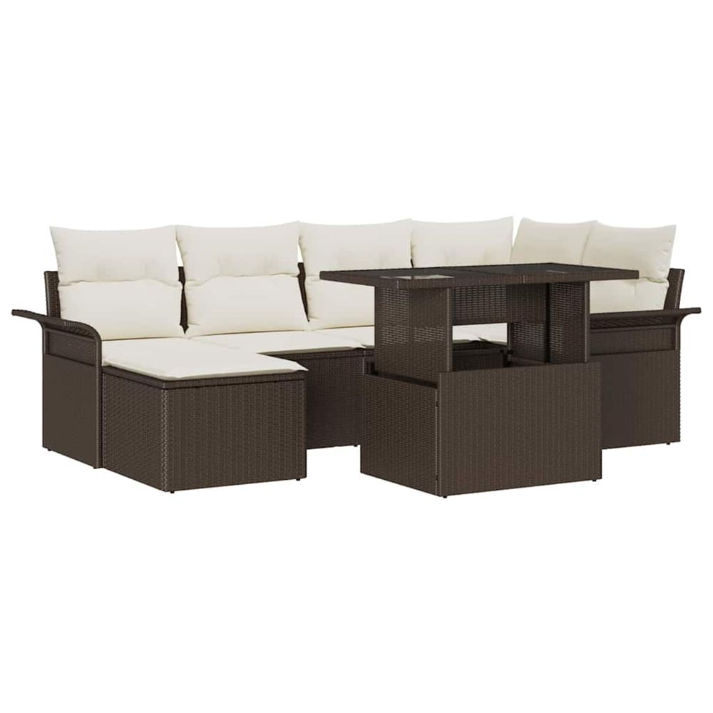 Ensemble de canapé de jardin 7 pc marron