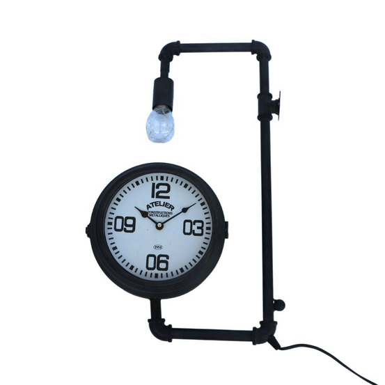 Horloge murale gare double face décorative vintage métal taupe 57cm