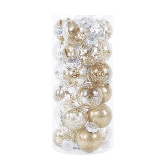Lot de 24 boules de noël création - champagne
