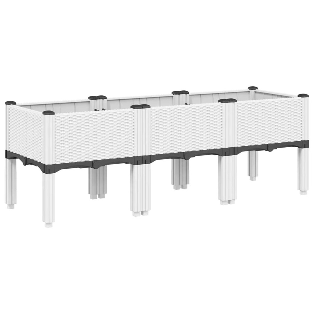 Jardinière bac lit surélevé plantes fleurs terrasse jardin avec pieds 120 x 40 x 42 cm pp blanc
