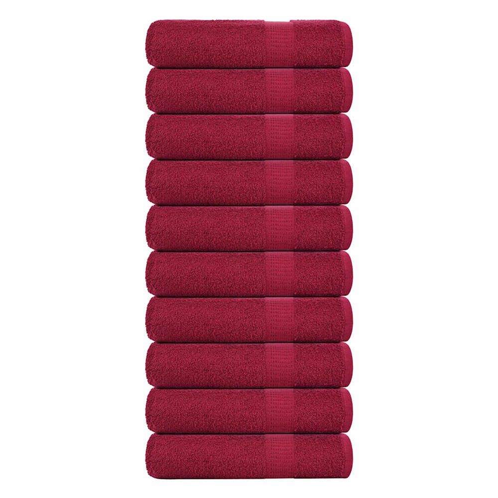 Serviettes de douche frogn 10 pcs bordeaux 70x140cm 360 g/m²