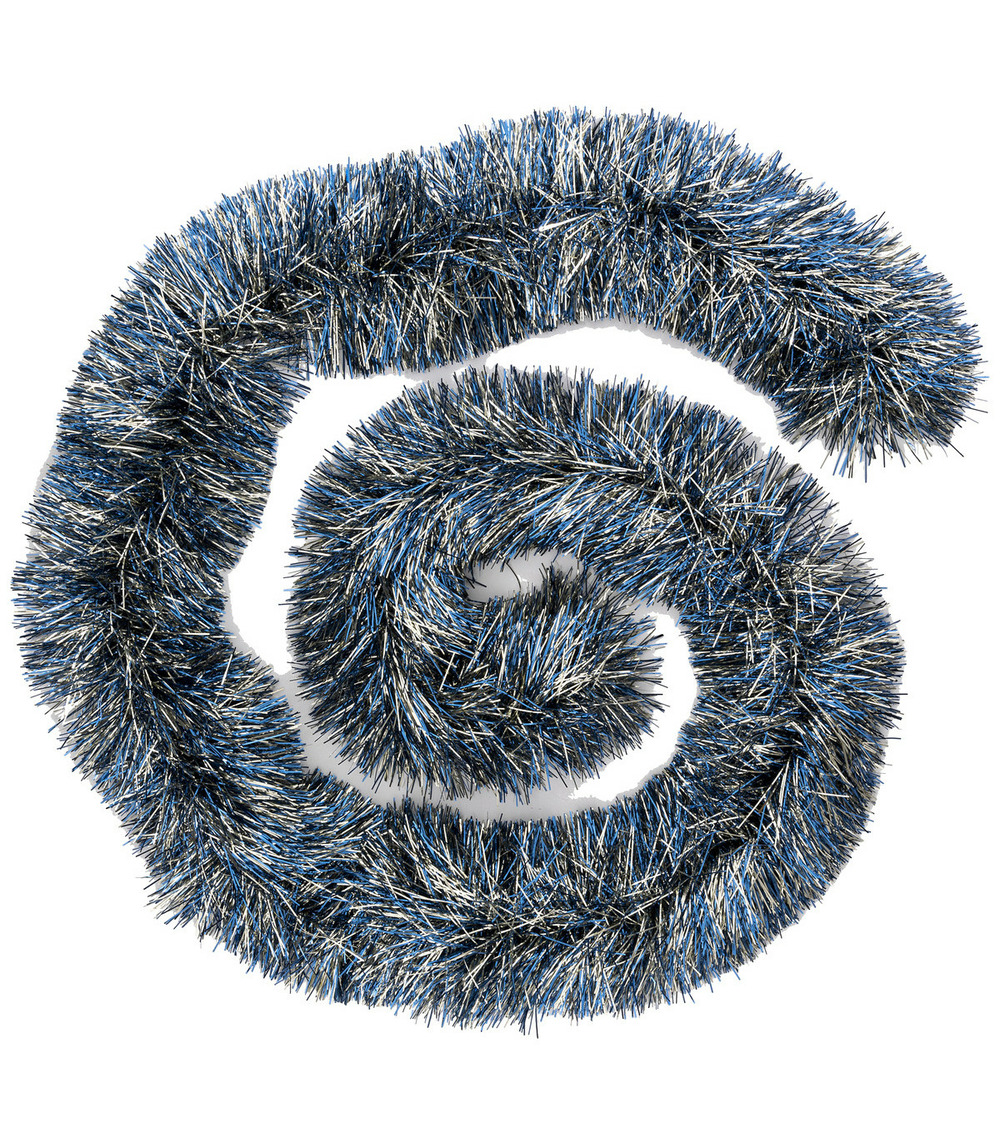 Guirlande de noël boa large 15 cm bleu et or longueur 2 mètres