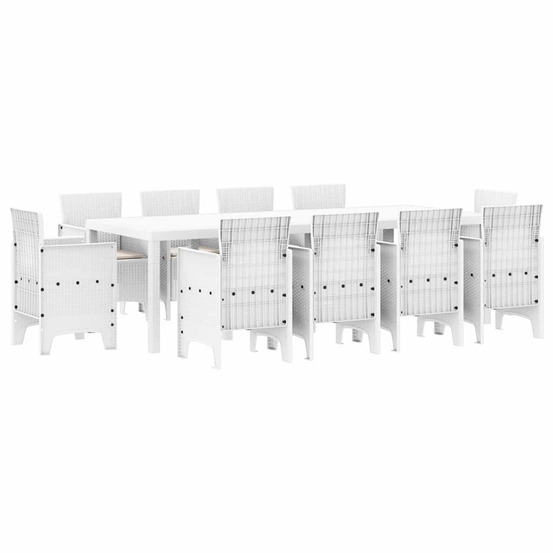 Ensemble de salle à manger pour jardin 11 pcs blanc rattan polt