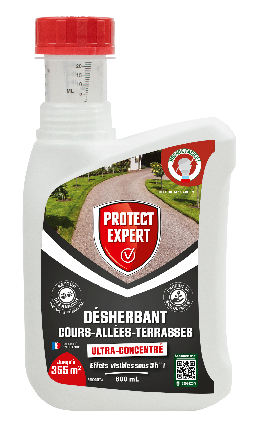 Protect expert désherbant ultra concentré - cours allées terrasses - agit sous 3h - 800ml - jusqu’à 355m² traités procouru800