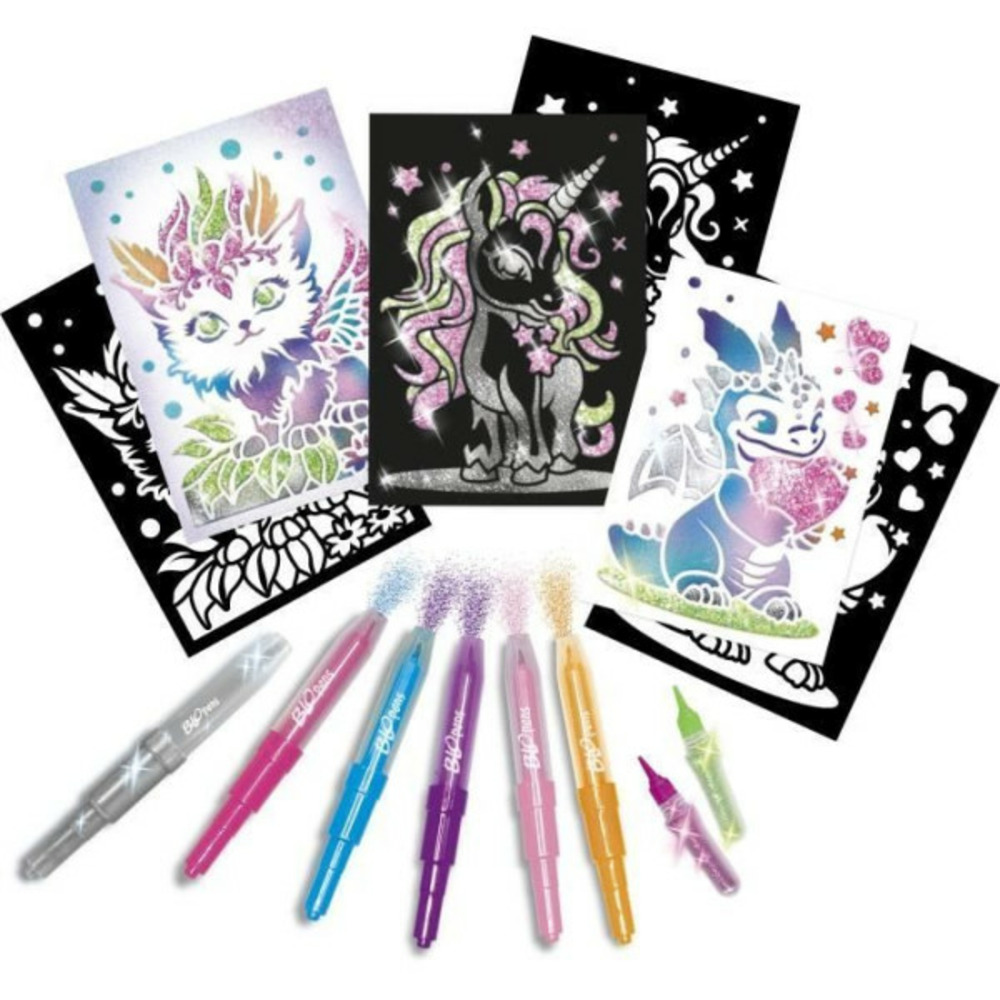 Blopens - lansay - créatures pailletées - 6 pochoirs - des 6 ans