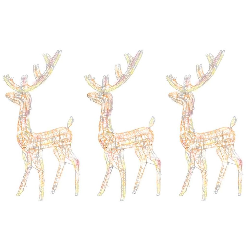Décorations de noël de renne acrylique 3 pcs 128 cm multicolore